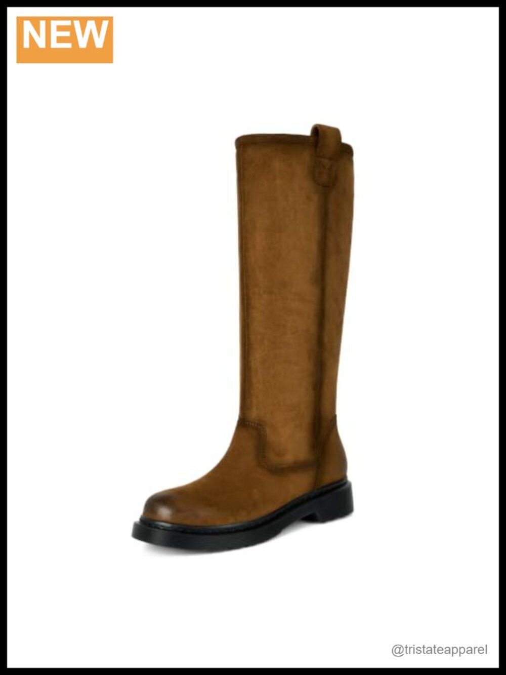 Knee High Boots Women Vintage Square Toe Low Heel Slip On Faux Suede